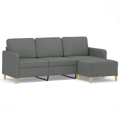 vidaXL Trivietė sofa su pakoja, tamsiai pilkos spalvos, 180cm, audinys