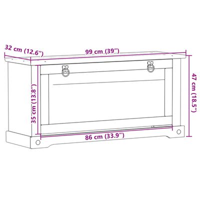 vidaXL Spintelė batams Corona, 99x32x47cm, pušies medienos masyvas