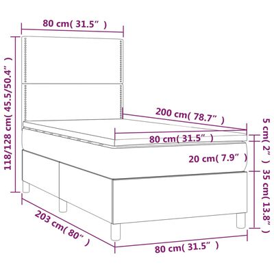 vidaXL Lova su spyruoklėmis ir čiužiniu, juoda, 80x200cm, dirbtinė oda