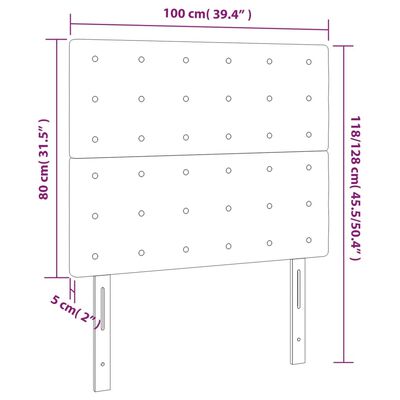 vidaXL Galvūgalis su LED, šviesiai pilkas, 100x5x118/128cm, aksomas