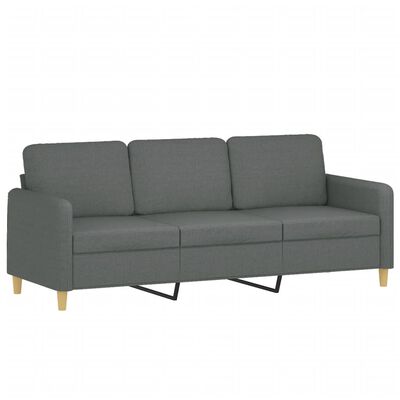 vidaXL Trivietė sofa su pakoja, tamsiai pilkos spalvos, 180cm, audinys