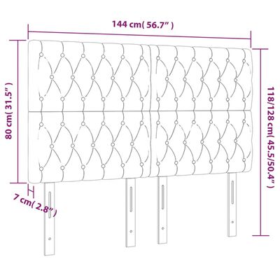 vidaXL Galvūgalis su LED, šviesiai pilkas, 144x7x118/128cm, aksomas