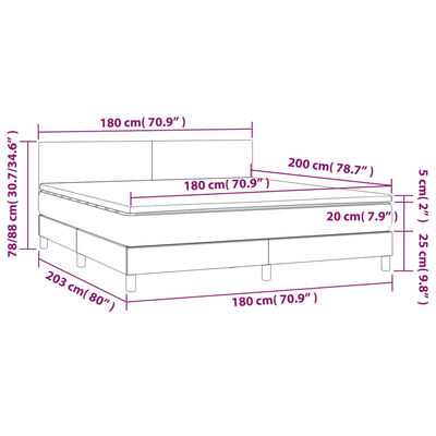 vidaXL Lova su spyruoklėmis/čiužiniu/LED, balta 180x200cm dirbtinė oda