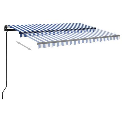 vidaXL Automatinė markizė su LED/vėjo jutikliu, mėlyna/balta, 3x2,5m