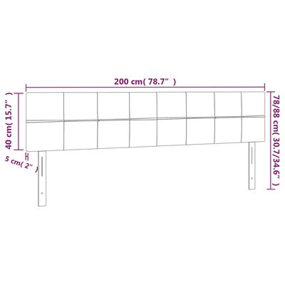 vidaXL Galvūgalis su LED, juodos spalvos, 200x5x78/88cm, aksomas