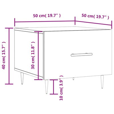 vidaXL Kavos staliukas, baltas, 50x50x40cm, apdirbta mediena, blizgus