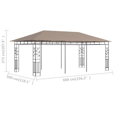 vidaXL Pavėsinė su tinkleliu nuo uodų, taupe spalvos, 6x3x2,73m