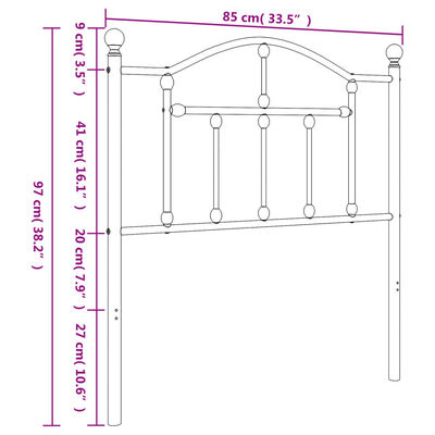 vidaXL Metalinis galvūgalis, baltos spalvos, 80cm