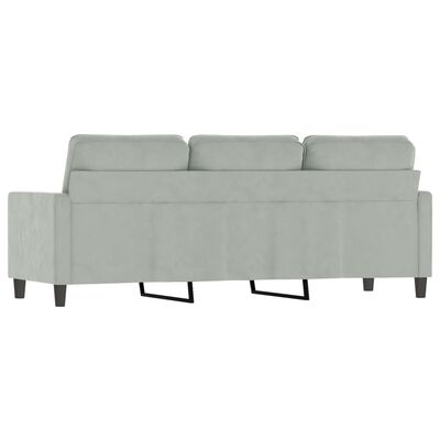 vidaXL Trivietė sofa, šviesiai pilkos spalvos, 180cm, aksomas