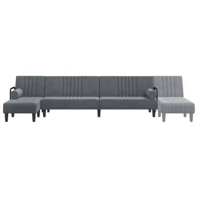 vidaXL L formos sofa-lova, tamsiai pilka, 260x140x70cm, aksomas