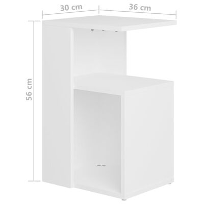 vidaXL Šoninis staliukas, baltos spalvos, 36x30x56cm, apdirbta mediena