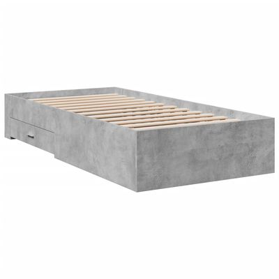 vidaXL Lovos rėmas su stalčiais, betono, 75x190cm, apdirbta mediena