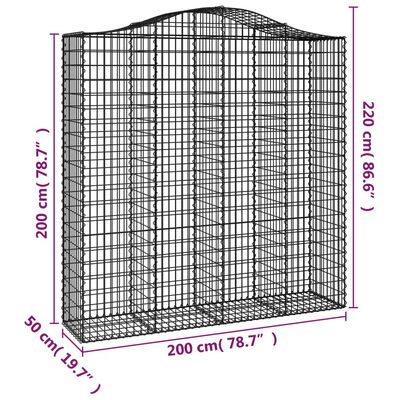 vidaXL Išlenkti gabiono krepšiai, 2vnt., 200x50x200/220cm, geležis