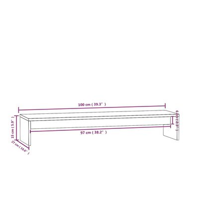 vidaXL Monitoriaus stovas, 100x27x15cm, pušies medienos masyvas