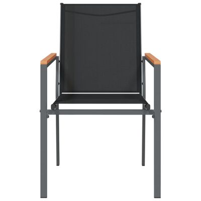 vidaXL Sodo kėdės, 6vnt., juodos, 55x61,5x90cm, tekstilenas ir plienas