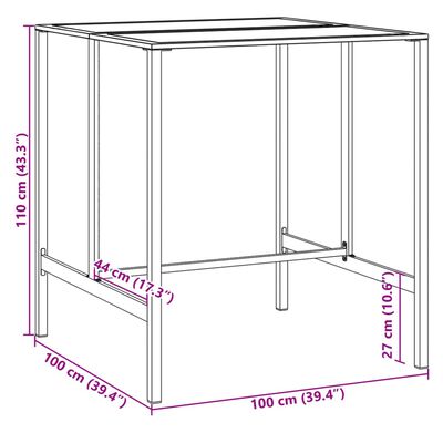 vidaXL Baro stalas, juodas, 100x100x110cm, plienas