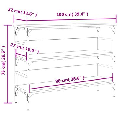 vidaXL Konsolinis staliukas, dūminio ąžuolo, 100x32x75cm, mediena