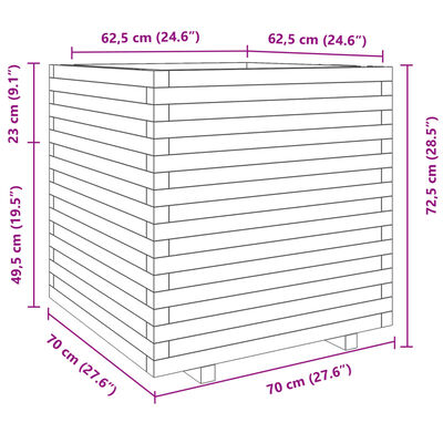 vidaXL Sodo lovelis, 70x70x72,5cm, impregnuota pušies mediena