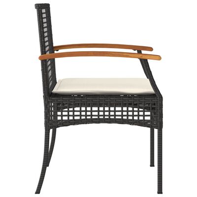 vidaXL Sodo kėdės su pagalvėlėmis, 4vnt., juodos, poliratanas/akacija