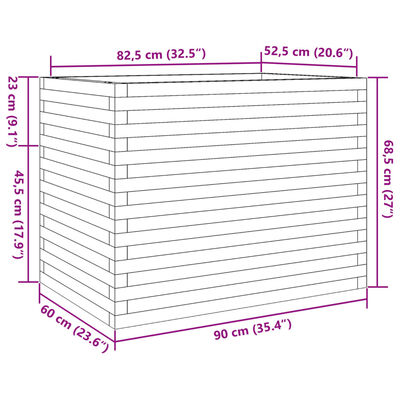 vidaXL Sodo lovelis, 90x60x68,5cm, impregnuota pušies mediena