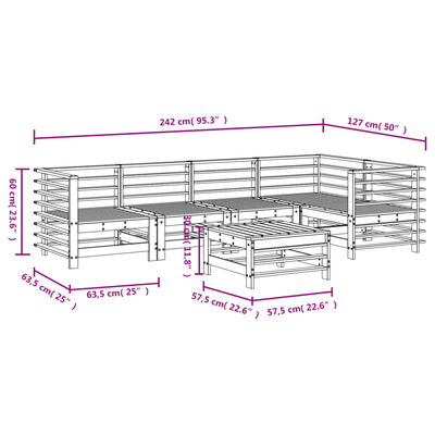 vidaXL Sodo poilsio baldų komplektas, 6 dalių, juodas, pušies masyvas