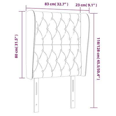 vidaXL Galvūgalis su auselėmis, juodas, 83x23x118/128cm, audinys