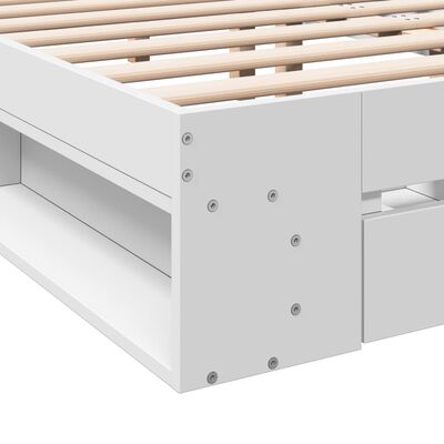 vidaXL Lovos rėmas su stalčiais, baltas, 160x200cm, apdirbta mediena