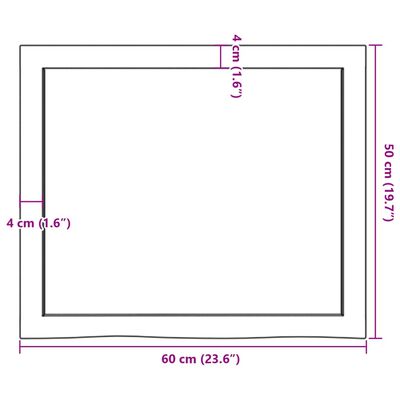 vidaXL Stalviršis, 60x50x(2–6)cm, neapdorotas ąžuolo medienos masyvas