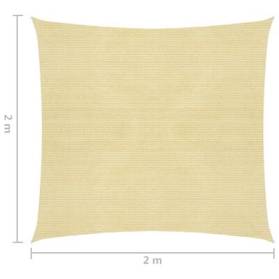 vidaXL Tentas nuo saulės, smėl. sp., 2x2 m, HDPE, kvadrato formos