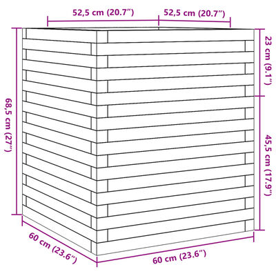 vidaXL Sodo lovelis, 60x60x68,5cm, impregnuota pušies mediena