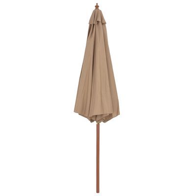 vidaXL Lauko skėtis nuo saulės su mediniu stulpu, taupe spalvos, 300cm