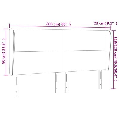 vidaXL Galvūgalis su auselėmis, juodas, 203x23x118/128cm, dirbtinė oda