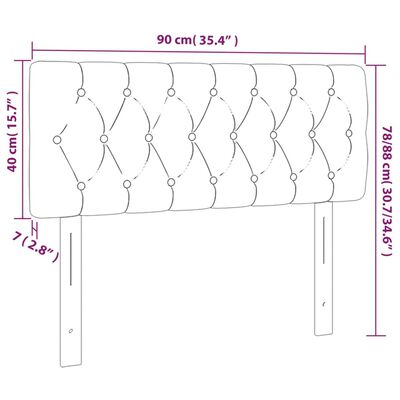 vidaXL Galvūgalis su LED, tamsiai pilkas, 90x7x78/88cm, audinys