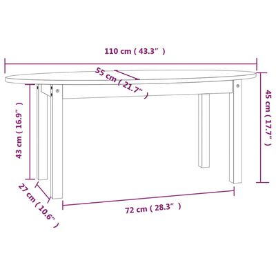 vidaXL Kavos staliukas, medaus rudas, 110x55x45cm, pušies masyvas