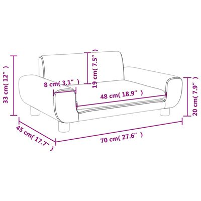 vidaXL Vaikiška sofa, juodos spalvos, 70x45x33cm, aksomas