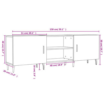 vidaXL Televizoriaus spintelė, balta, 150x30x50cm, apdirbta mediena