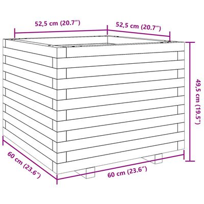 vidaXL Sodo lovelis, 60x60x49,5cm, impregnuota pušies mediena