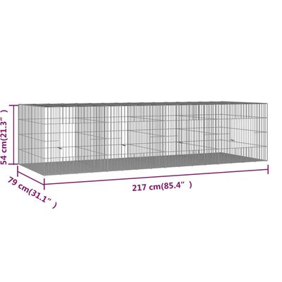 vidaXL Triušių narvas, 4 segmentai, 217x79x54cm, galvanizuota geležis