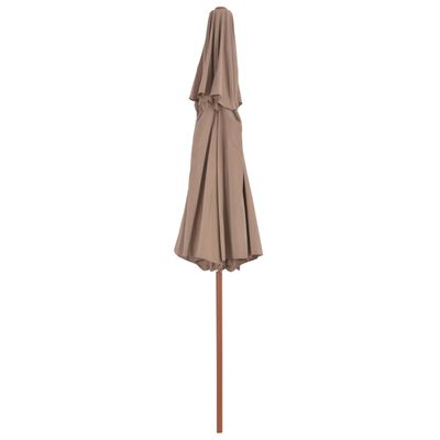 vidaXL Skėtis su mediniu stulpu, taupe, 270cm, su dvigubu stogu