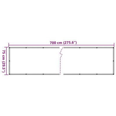 vidaXL Privatumo suteikianti balkono pertvara, pilka, 700x75cm, PVC