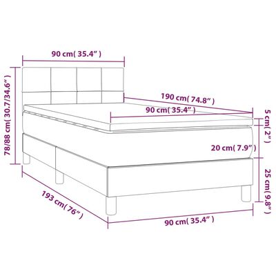 vidaXL Lova su spyruoklėmis/čiužiniu/LED, žalia, 90x190cm, aksomas