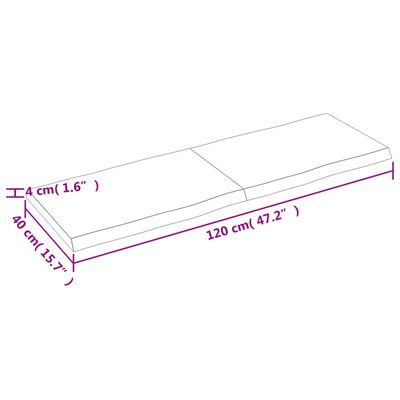 vidaXL Stalviršis, 120x40x(2–4)cm, medienos masyvas, su gyvu kraštu