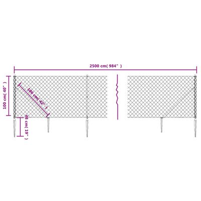 vidaXL Tinklinė tvora su smaigais, antracito spalvos, 1x25m