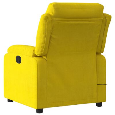 vidaXL Atlošiamas masažinis krėslas, geltonos spalvos, aksomas