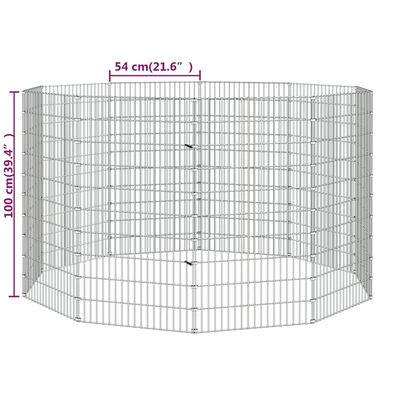 vidaXL Aptvaras gyvūnams, 10 segmentų, 54x100cm, galvanizuota geležis