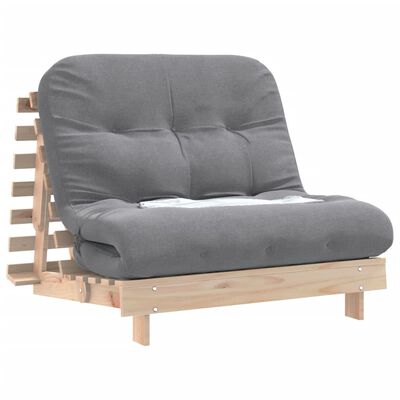 vidaXL Futono sofa-lova su čiužiniu, 100x206x11cm, pušies masyvas