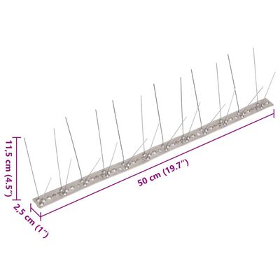 vidaXL Smaigų rinkinys nuo paukščių ir balandžių, 6 vnt., 4 eilės, 3m