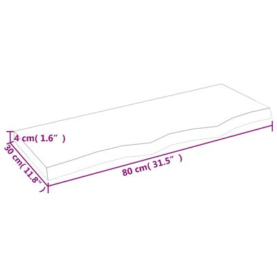 vidaXL Sieninė lentyna, tamsiai ruda, 80x30x(2-4) cm, ąžuolo masyvas