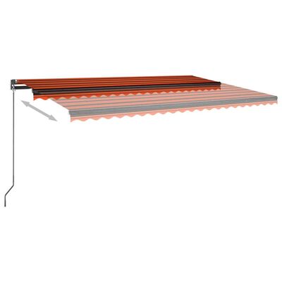 vidaXL Markizė su LED/vėjo jutikliu, oranžinė/ruda, 500x300cm