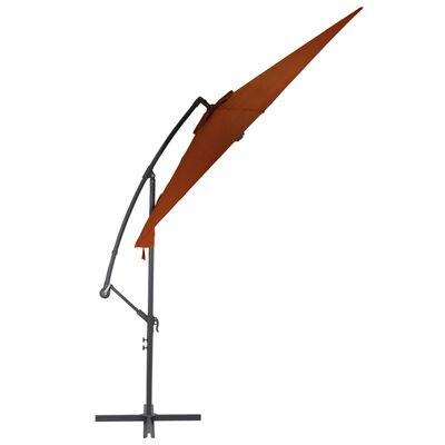 vidaXL Gembės formos skėtis su aliuminio stulpu, terakota, 300cm